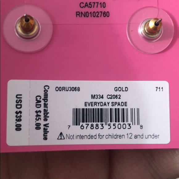 NWT Kate Spade Everyday Spade Gold Earrings - Picture 3 of 3